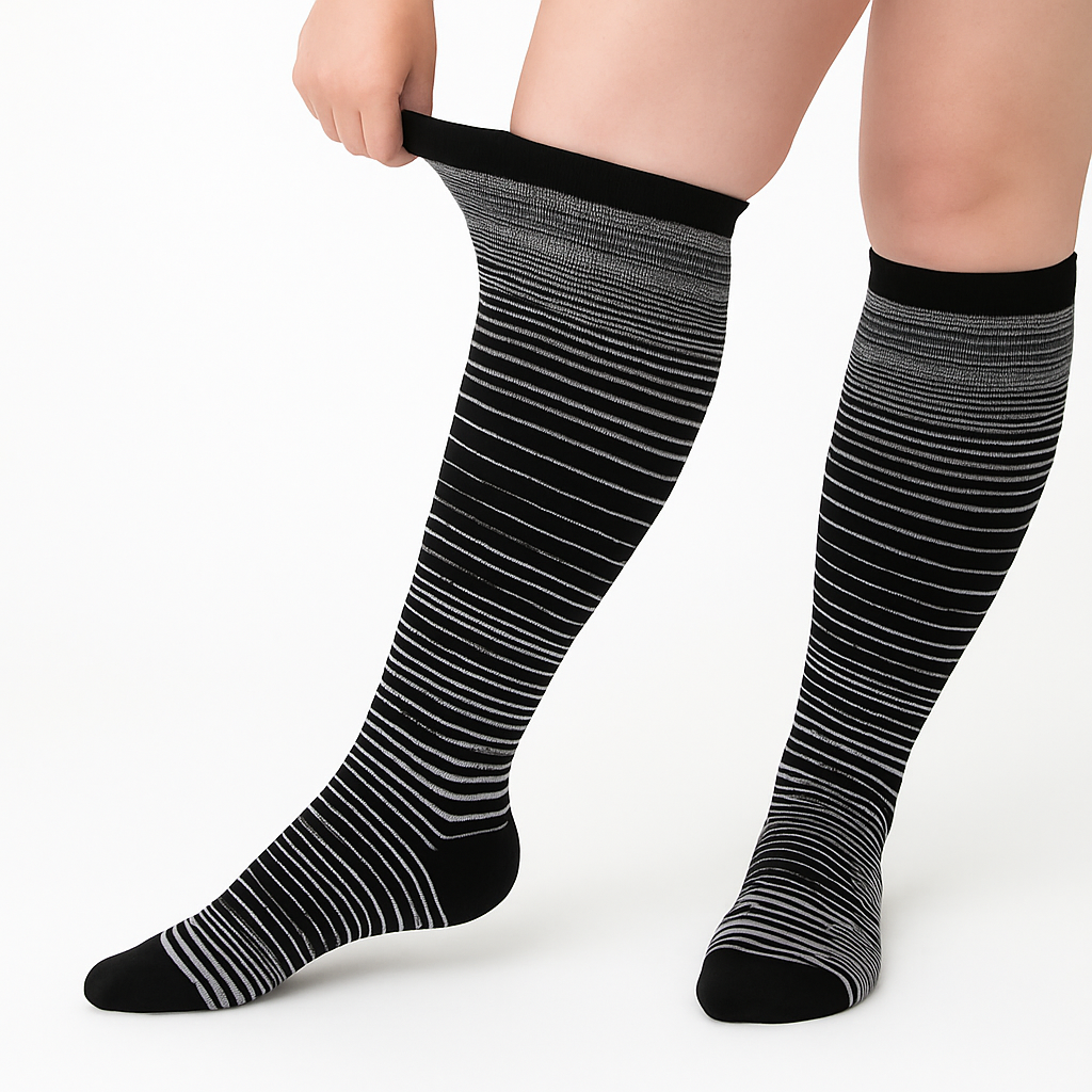 Beyondstep™ Advanced Wide Compression Socks For Swelling Relief (Stripes)