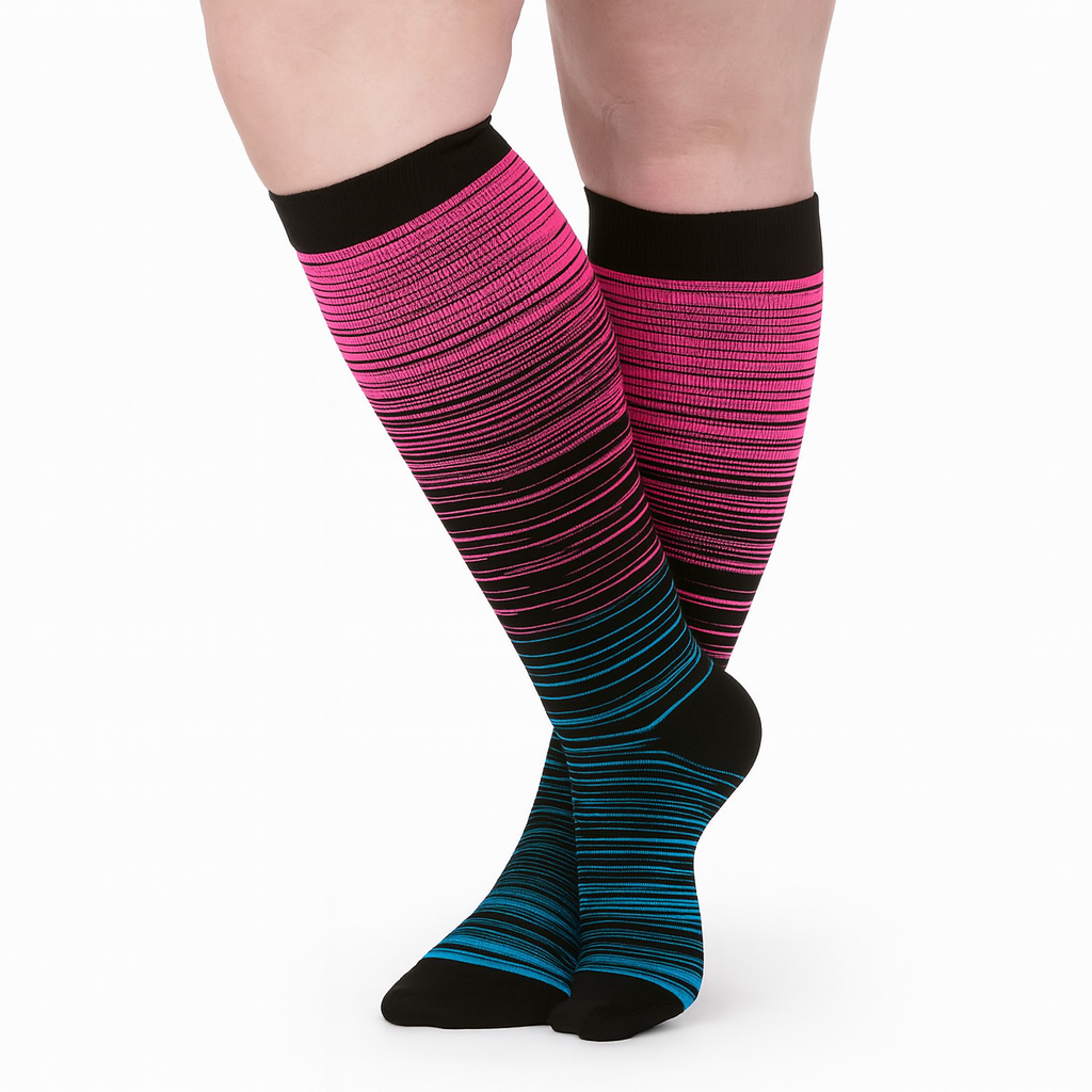 Beyondstep™ Advanced Wide Compression Socks For Swelling Relief (Stripes)