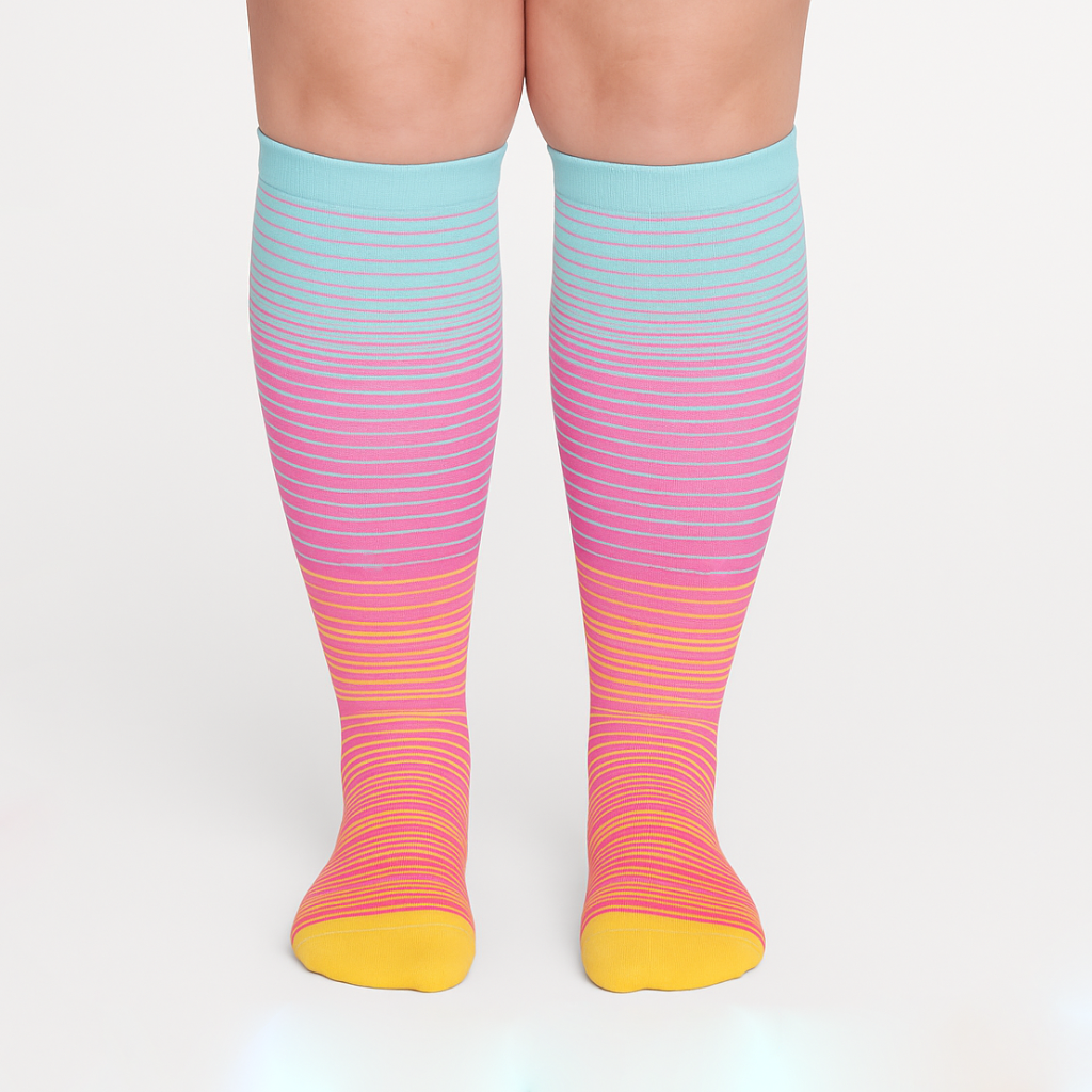 Beyondstep™ Advanced Wide Compression Socks For Swelling Relief (Stripes)