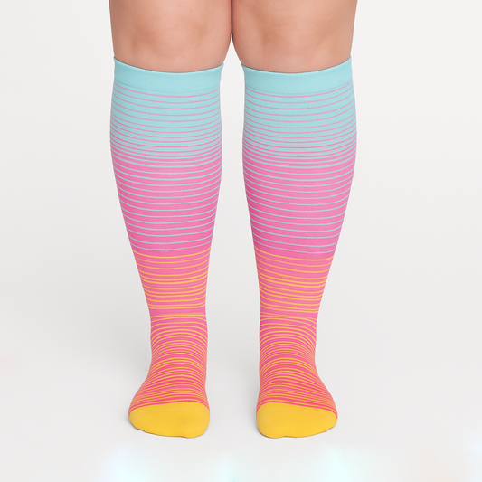 Beyondstep™ Advanced Wide Compression Socks For Swelling Relief (Stripes)